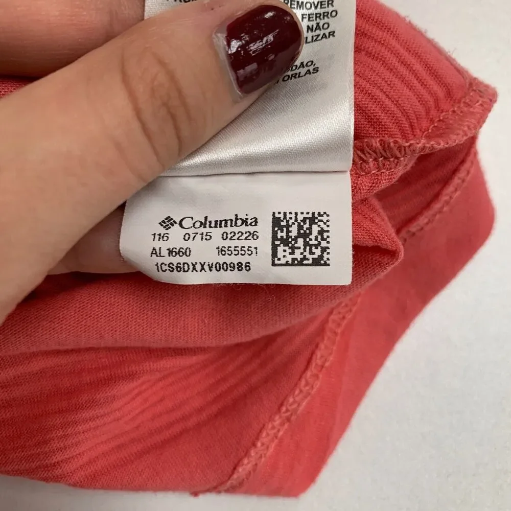 Columbia Cardigan Womens XS Extra Small Coral Open Front Striped Long Sleeve